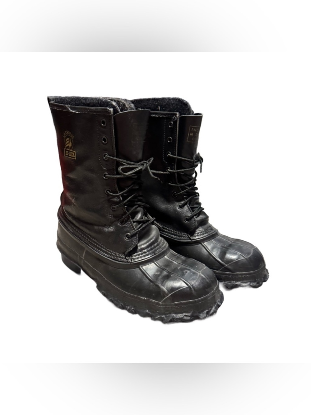 LaCrosse De Icer Boots Black Leather Steel Toe Duck Lace Up Insulated Size 10